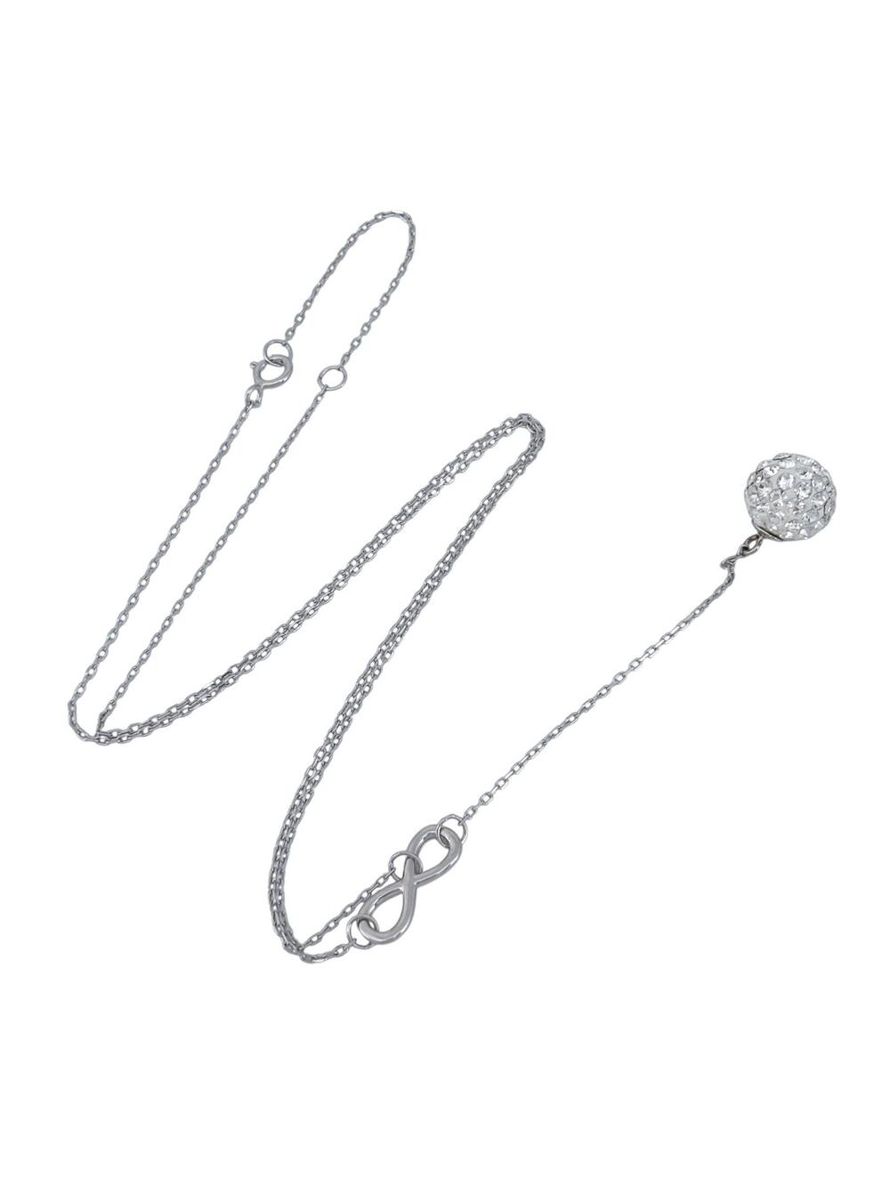 Cubic Zirconia Infinity Link Lariat Necklace | Vintage Sterling Silver | 16-18"